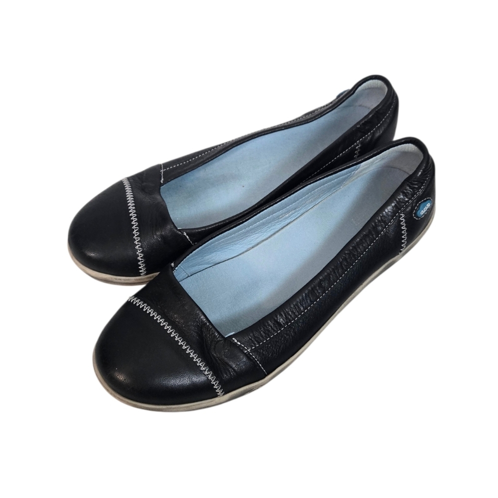 Cloud Acacia Ballerina Black Leather Flats